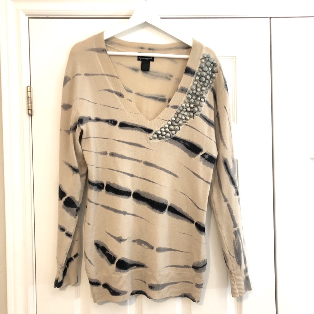 sequin accented sweater, cashmere & merino wool